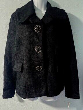 NWT Jou Jou Black Wool Blend Coat - XL
